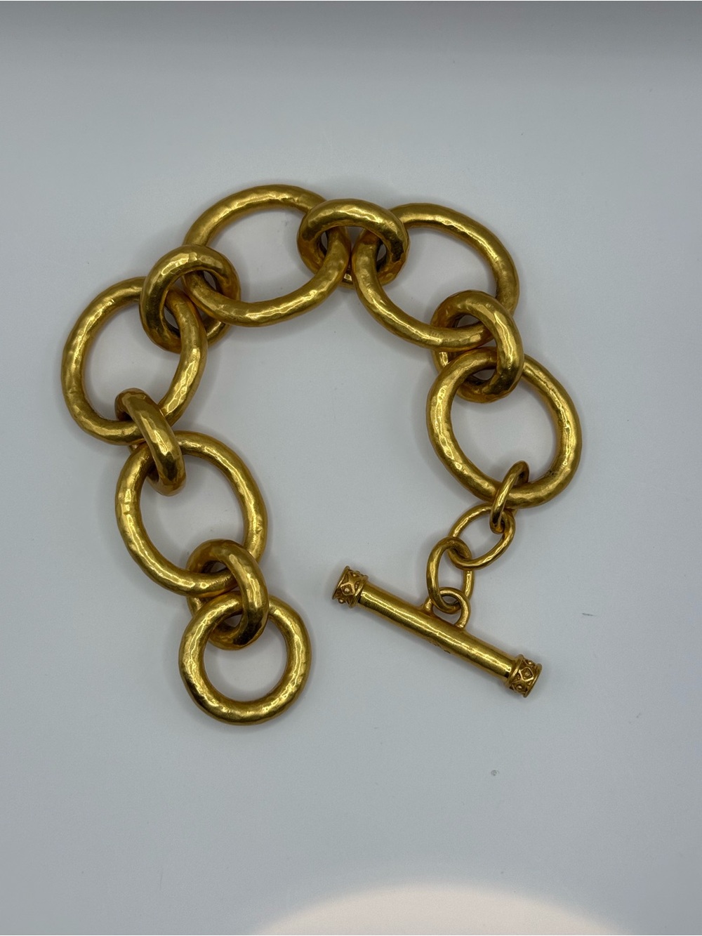 Julie Vos 24K Gold plated Chunky Link Bracelet Toggle Closure 6.5”